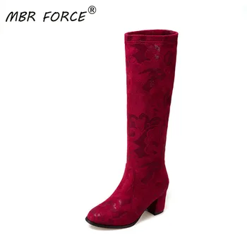 MBR FORCE 2020 new style suede fashion thick heel high heels unique printing surface non-slip rubber sole red warm calf boots 
MBR FORCE 2020 new style suede fashion thick heel high heels unique printing surface non-slip rubber sole red warm calf boots