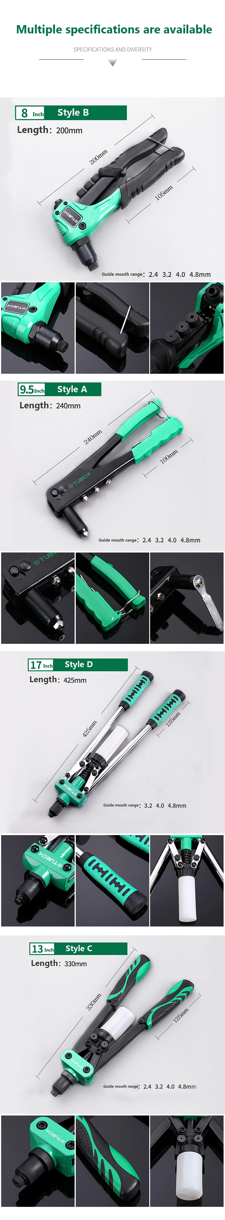 Generic Rivet Gun Kit With 50 Pcs Rivets, Pop Single Hand Riveter Set