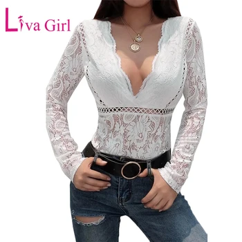 LIVA GIRL White Floral Lace Women Bodysuit Long Sleeve Bodysuits Sexy Deep V-neck Hollow Out Bodycon Jumpsuits Female Body Tops
LIVA GIRL White Floral Lace Women Bodysuit Long Sleeve Bodysuits Sexy Deep V-neck Hollow Out Bodycon Jumpsuits Female Body Tops