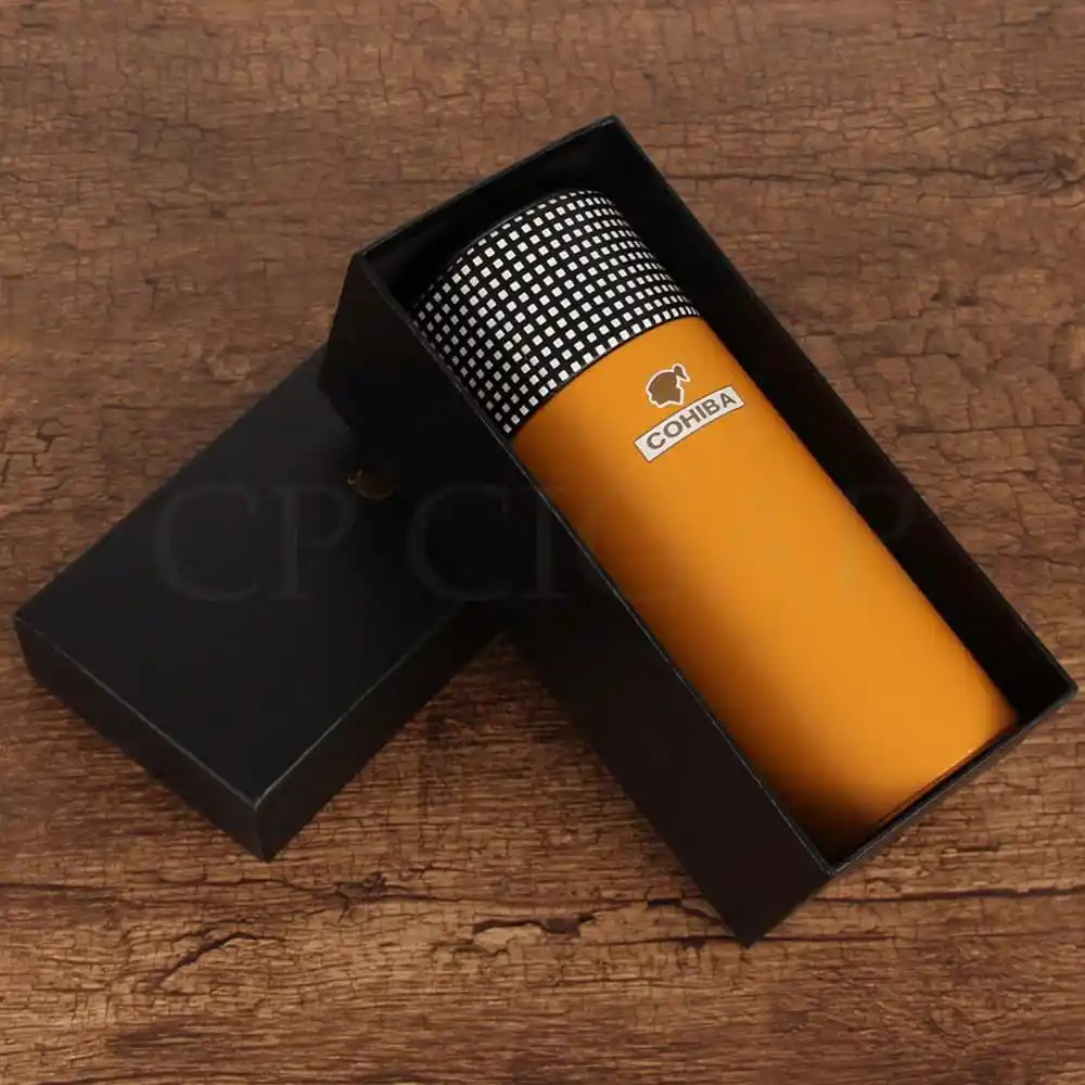 cohiba cigar tube travel humidor box leather portable cigar case