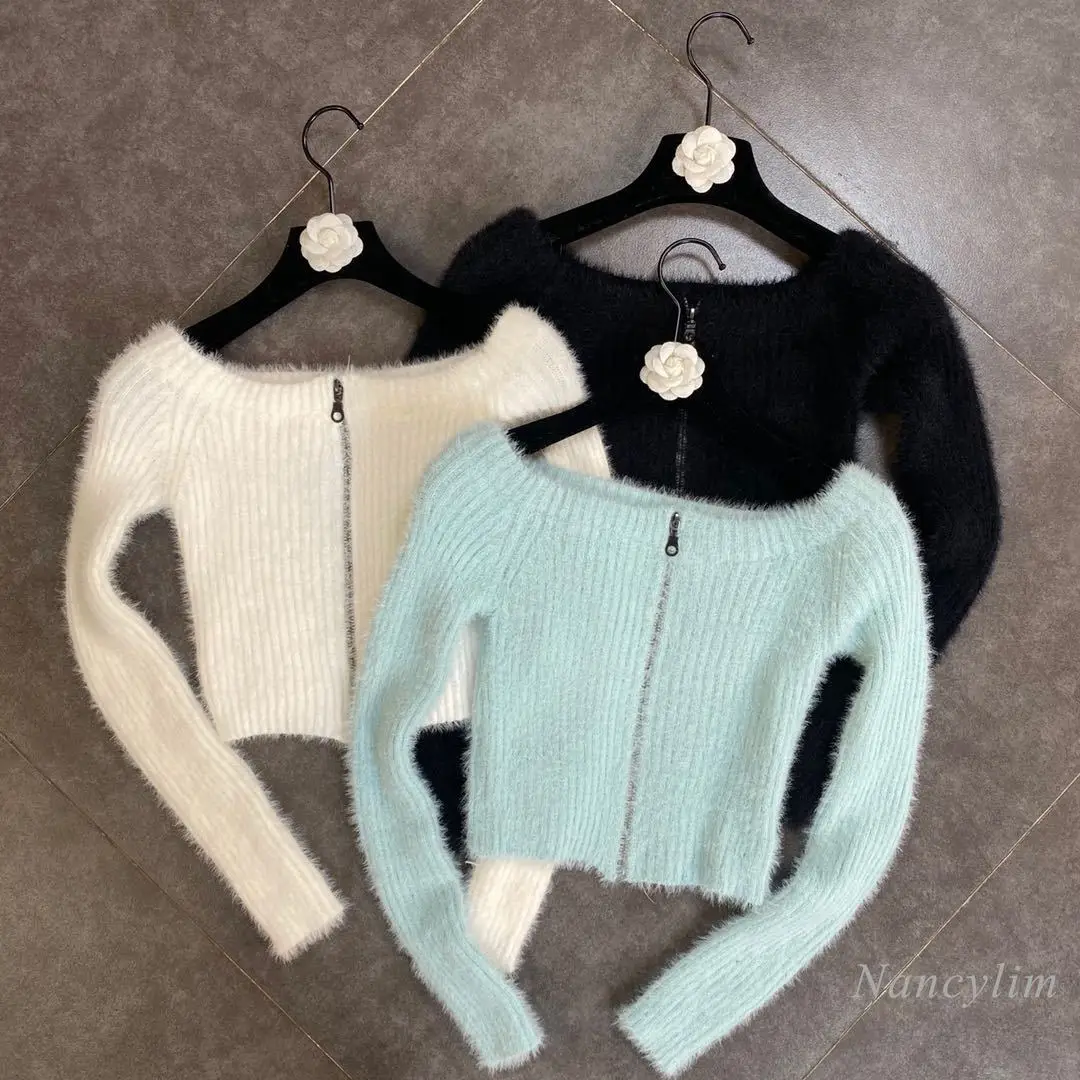 2020 Autumn and Winter Sexy Off Shoulder Zipper Cardigan Women Long Sleeve Soft Cropped Knit Top Slim Tight
2020 Autumn and Winter Sexy Off Shoulder Zipper Cardigan Women Long Sleeve Soft Cropped Knit Top Slim Tight