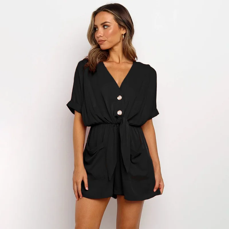 2020 Summer Solid Color Simple Jumpsuits Short Sleeve V neck Loose Plus sized Casual Pants women jumpsuit
2020 Summer Solid Color Simple Jumpsuits Short Sleeve V neck Loose Plus sized Casual Pants women jumpsuit