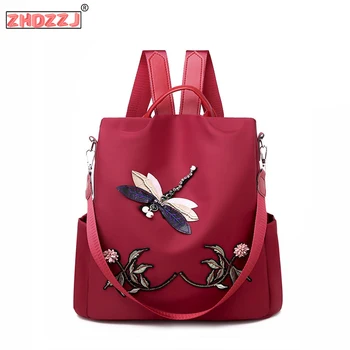 Waterproof Nylon Women Backpack Zipper Oxford School Bags For Girls Dragonfly Flower 3D Embroidered Backpack Female Rucksack
Waterproof Nylon Women Backpack Zipper Oxford School Bags For Girls Dragonfly Flower 3D Embroidered Backpack Female Rucksack