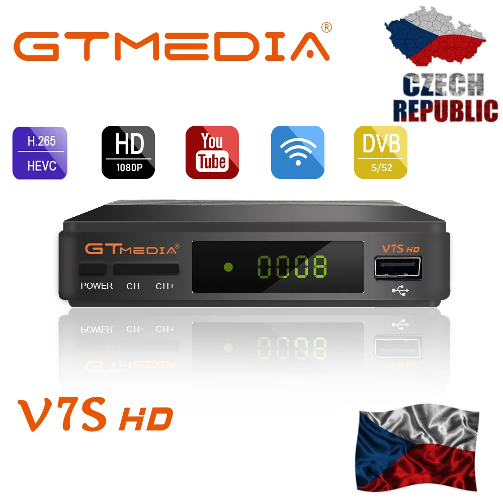 

GTMEDIA V7S HD+ WIFI Antenna DVB-S2 HD Youtube PowerVU CLINES Newcam/CCCAM satellite receiver Set top box better freesat v7 HD