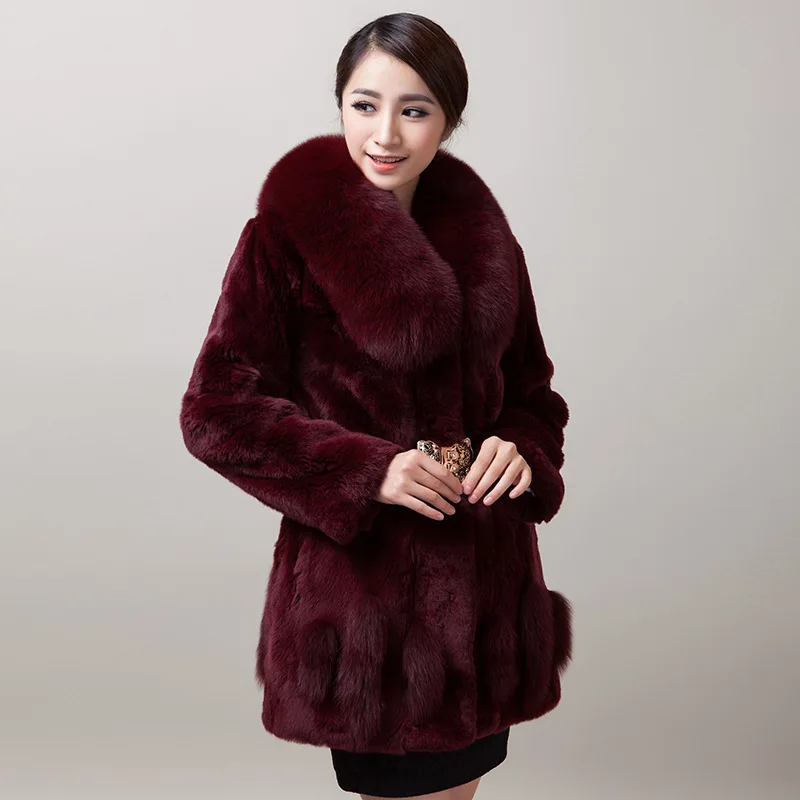 Natural Rex Rabbit Fur Coat Luxury Women's Jacket With Real Fox Fur Collar Coats Winter Warm Outwear Plus Size 5XL YQ823
Natural Rex Rabbit Fur Coat Luxury Women's Jacket With Real Fox Fur Collar Coats Winter Warm Outwear Plus Size 5XL YQ823