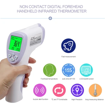 Digital Forehead Handheld Infrared Thermometer Temperature Gauge for Adult Non-Contact Temperature Measurement Device
Digital Forehead Handheld Infrared Thermometer Temperature Gauge for Adult Non-Contact Temperature Measurement Device