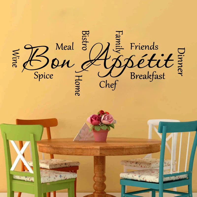 Bon Appetit Enjoy Meal Dinner Chef Wall Sticker Kitchen Dinning Room Appetite Cook Decal Vinyl Home Decor |