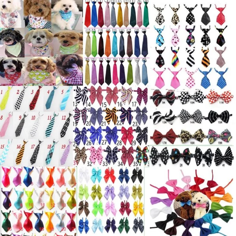 

50 PCs/Lot Colorful Adjustable Pet Neckties, Bowties for Cat and Puppy, Bow Ties, Pet Grooming Supplies, 10 Types, P18