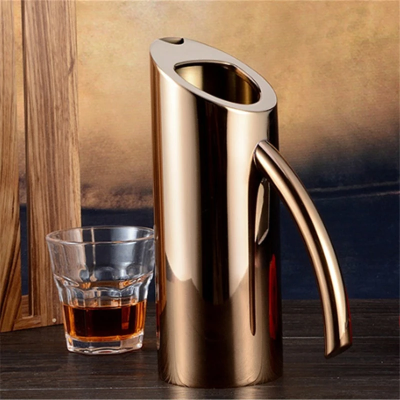 

Stainless Steel Water Pitcher Ice Guard Jar Container Drink Pot Fruit Juice Pitchers Red Wine Divider Containers BEER JAR Bar