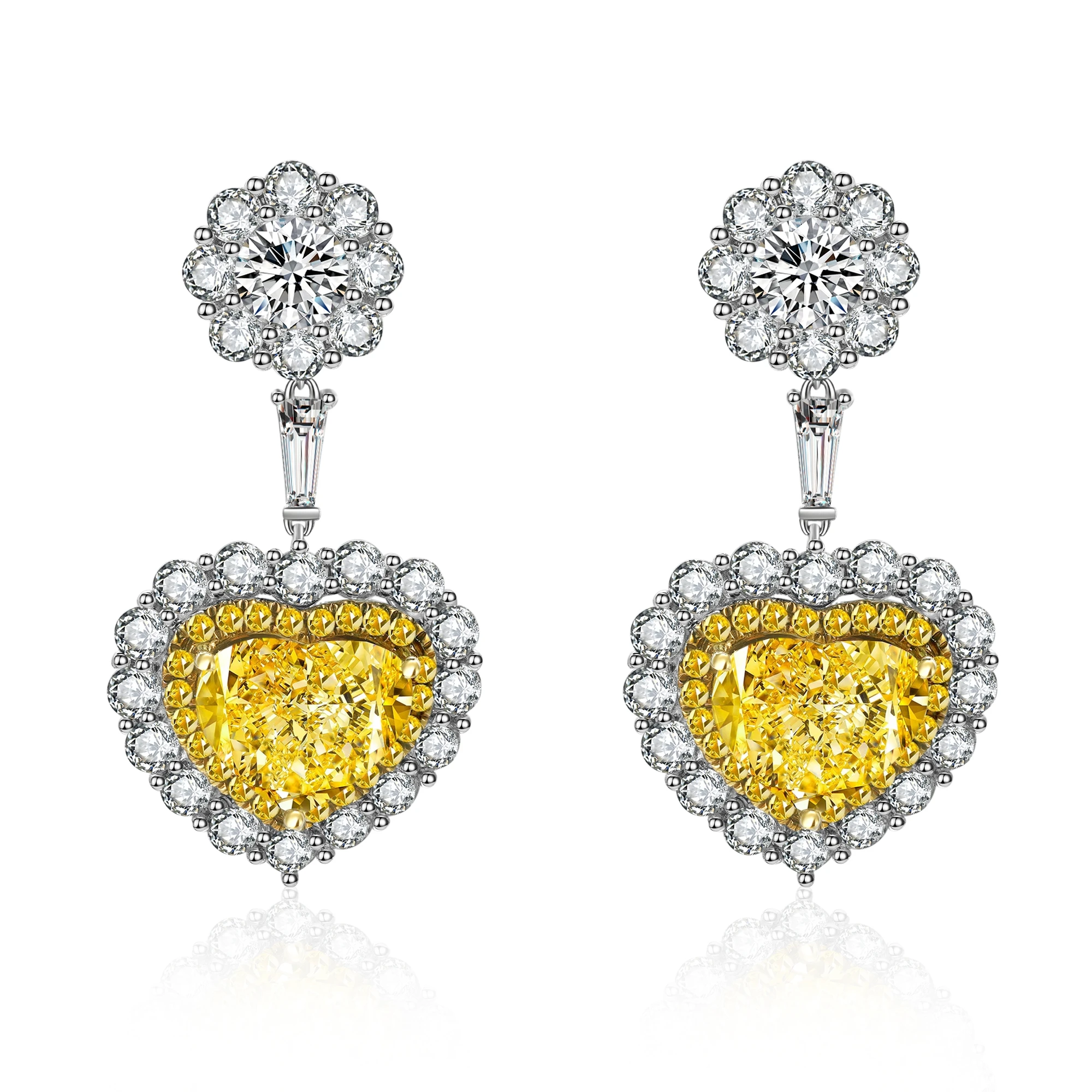 Simulated Yellow Heart Earrings S925 Silver 4.0ct/2p 8.3*8.3mm Dangle Earrings For Women
Simulated Yellow Heart Earrings S925 Silver 4.0ct/2p 8.3*8.3mm Dangle Earrings For Women