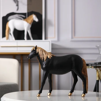 Nordic With Gold Haired Black And White Horse Statue Home Decor Living Room Office Abstract Animal Ornament Accessories Gift
Nordic With Gold Haired Black And White Horse Statue Home Decor Living Room Office Abstract Animal Ornament Accessories Gift