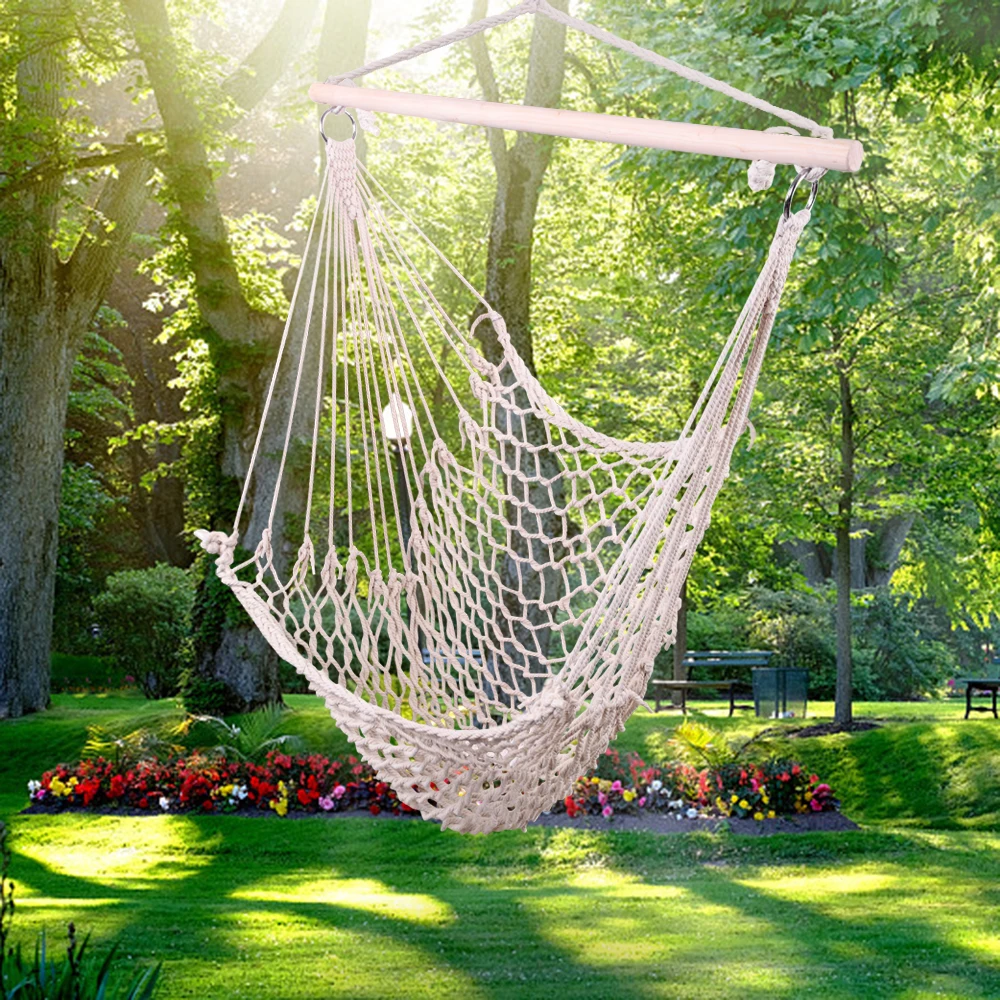 Single Hammock Hanging Rope Air Sky Chair Cotton Tree Chair Seat for Outdoor Backyard Camping Hunting Hiking Traveling Beige
Single Hammock Hanging Rope Air Sky Chair Cotton Tree Chair Seat for Outdoor Backyard Camping Hunting Hiking Traveling Beige