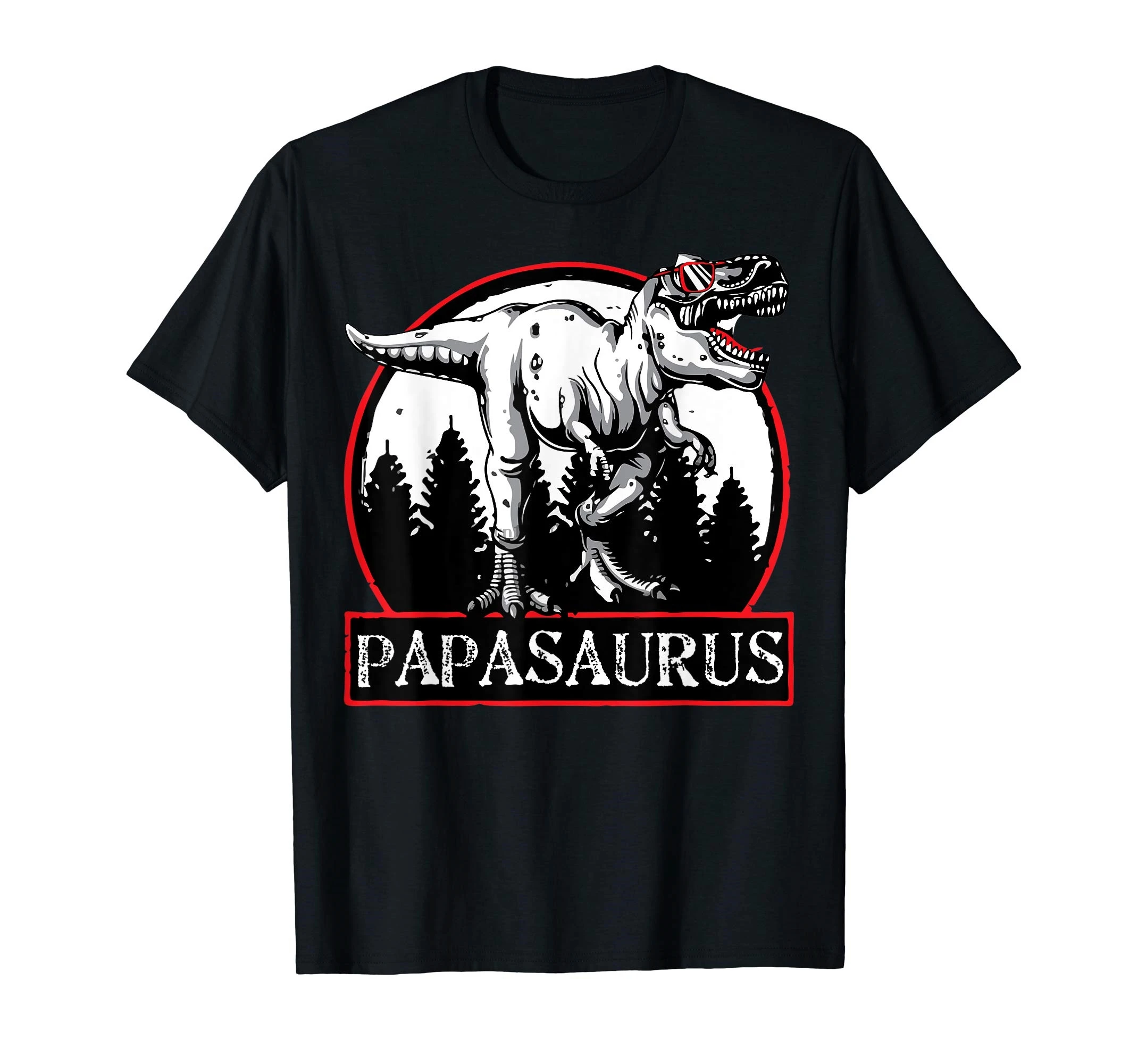 

Papasaurus T-Rex T-Shirts Cool Dinosaur With Sunglasses-Men'S T-Shirt-Black