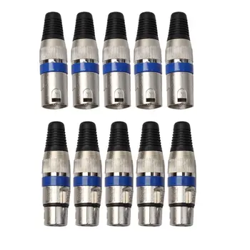 Universal 5 Pairs XLR 3 Pin Female MIC Jack Plug Audio Microphone Blue Cable Connector
Universal 5 Pairs XLR 3 Pin Female MIC Jack Plug Audio Microphone Blue Cable Connector