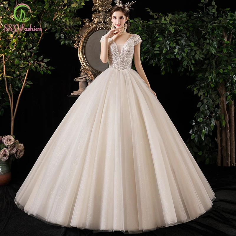 SSYFashion New Luxury Bride Wedding Dress Ivory Shining Dream Sequins Floor-length A-line Wedding Gown Custom Vestido De Noiva
SSYFashion New Luxury Bride Wedding Dress Ivory Shining Dream Sequins Floor-length A-line Wedding Gown Custom Vestido De Noiva