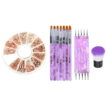1 Box Rose Gold Star Moon Studs Seastar Shell Beads Mouth Leaf Cross Alloy & 7Pcs Acrylic Nail Art Brush Set 
1 Box Rose Gold Star Moon Studs Seastar Shell Beads Mouth Leaf Cross Alloy & 7Pcs Acrylic Nail Art Brush Set