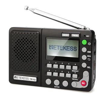 Retekess TR102 Radio MP3 player FM AM SW 3.5mm AUX Speaker USB TF card MIC Recording World Band Receiver LCD Display Screen REC 
Retekess TR102 Radio MP3 player FM AM SW 3.5mm AUX Speaker USB TF card MIC Recording World Band Receiver LCD Display Screen REC