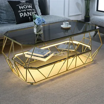 Nordic Rectangular Tea Table With LED Light Creative Double Layer Toughened Glass Desktop Iron Art Leg Modern Living Room Table
Nordic Rectangular Tea Table With LED Light Creative Double Layer Toughened Glass Desktop Iron Art Leg Modern Living Room Table