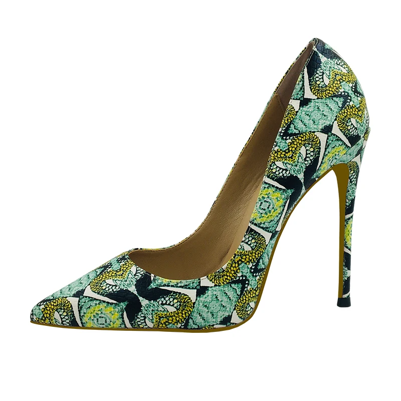 

New Snake Print 6cm/8cm/10cm/12cm Extra Size 34-45 Sheepskin Insoles Classical Design Women High Heels Pump Shoes