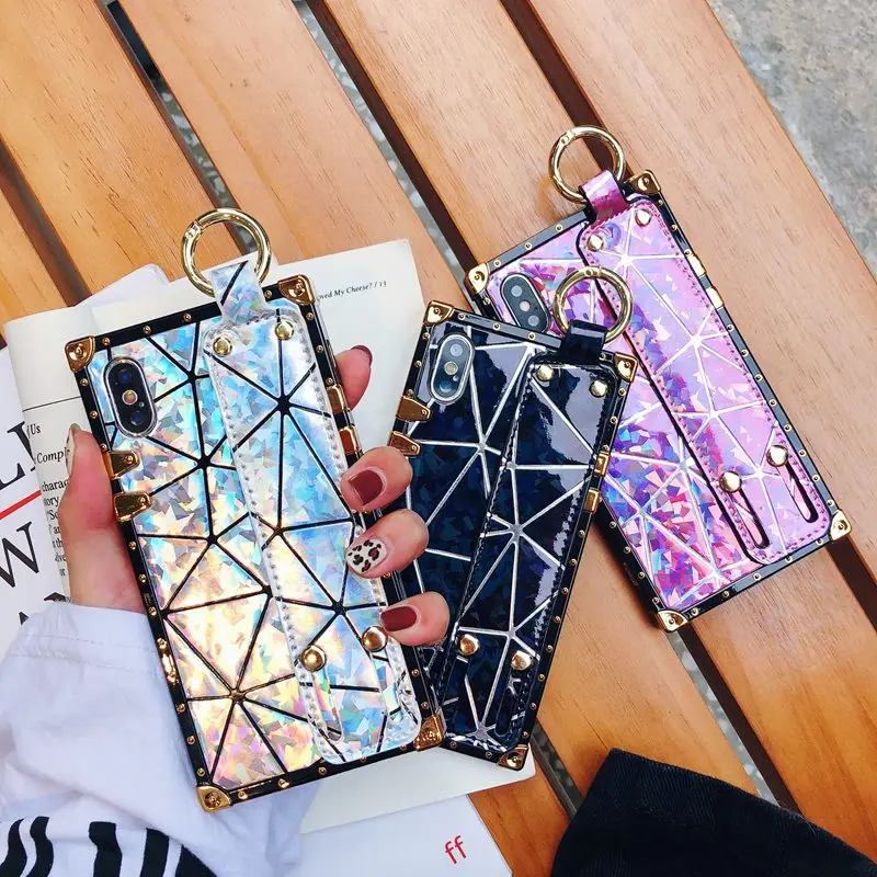 Laser square wrist strap phone back cover For iPhone x xs max xr case 11 pro max 7 8 6s plus Luxury rugged anti-fall phone case
Laser square wrist strap phone back cover For iPhone x xs max xr case 11 pro max 7 8 6s plus Luxury rugged anti-fall phone case