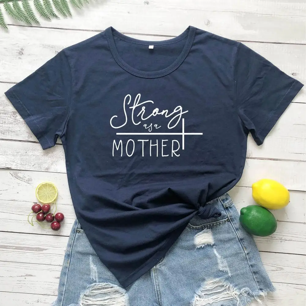 Надпись Strong as a mother cross хлопковая футболка с надписью для надписи надпись детей в