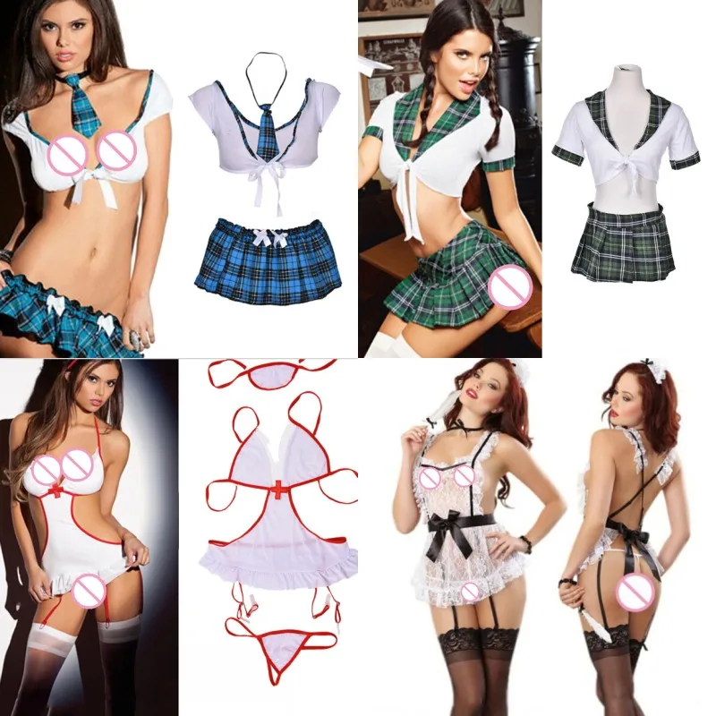 Cosplay Nurse Maid Student Sexy Lingerie Uniforms Pleated Skirt Sexy Costumes Women Sex Products Sexy Underwear Role Play Erotic