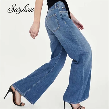 Suzhan High Waist Boyfriend Wide Leg Women Blue Denim Jeans Korean Pants Trousers Loose Autumn Jeans Mujer 
Suzhan High Waist Boyfriend Wide Leg Women Blue Denim Jeans Korean Pants Trousers Loose Autumn Jeans Mujer