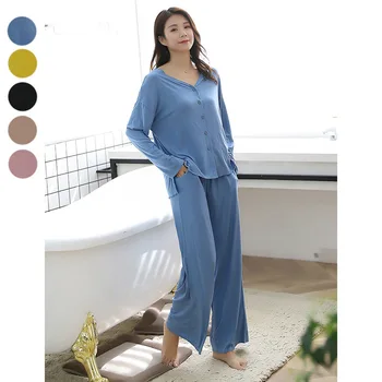 Spring and Autumn Women's Pure Cotton Free Cut 1+1 Thread Cardigan Collarless Long Sleeve Pants Set Home Servicecotton pajamas
Spring and Autumn Women's Pure Cotton Free Cut 1+1 Thread Cardigan Collarless Long Sleeve Pants Set Home Servicecotton pajamas