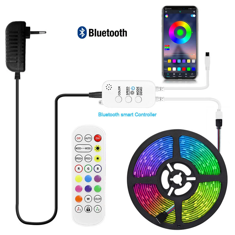 Smart LED Strip Light 12V Rgb led tape SMD 5050 Color Changing Flex Led Rope Light Bluetooth APP Control Waterproof Led strip
Smart LED Strip Light 12V Rgb led tape SMD 5050 Color Changing Flex Led Rope Light Bluetooth APP Control Waterproof Led strip