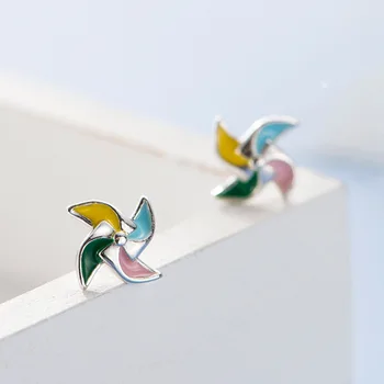 925 Sterling Silver Colorful Enamel Windmill Stud Earrings For Women Boucles d'oreilles Wedding Jewelry eh1264 
925 Sterling Silver Colorful Enamel Windmill Stud Earrings For Women Boucles d'oreilles Wedding Jewelry eh1264
