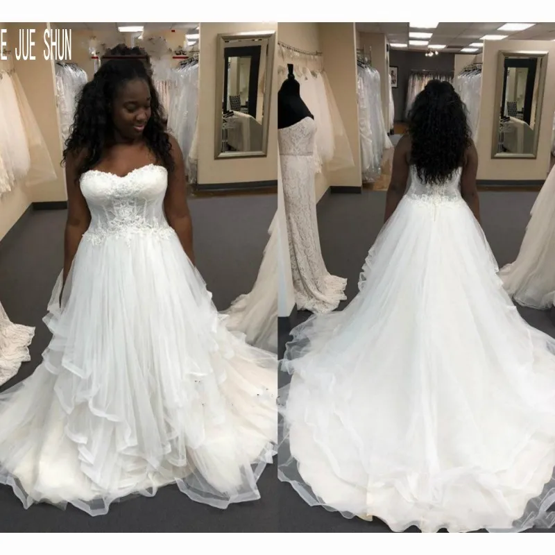 Black Girl Plus Size Wedding Dresses Sweetheart Ruffles South African Lace Up Back Bridal Gowns
Black Girl Plus Size Wedding Dresses Sweetheart Ruffles South African Lace Up Back Bridal Gowns