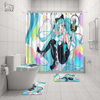 NYAA 4 Pcs Hatsune Miku Shower Curtain Pedestal Rug Lid Toilet Cover Mat Bath Mat Set For Bathroom Decor
NYAA 4 Pcs Hatsune Miku Shower Curtain Pedestal Rug Lid Toilet Cover Mat Bath Mat Set For Bathroom Decor