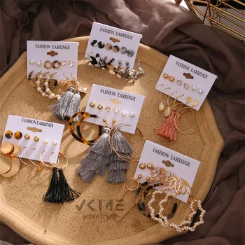 VKME boho Pearl Tassel Earrings Set Fashion Women Earrings Acrylic Pentagram Shell Combination 2020 New Set Jewelry
VKME boho Pearl Tassel Earrings Set Fashion Women Earrings Acrylic Pentagram Shell Combination 2020 New Set Jewelry