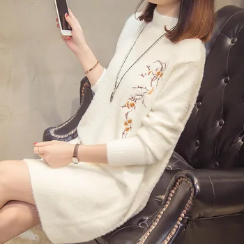 Women Turtleneck Sweater Dress Embroidery Floral Female Winter Soft Warm Baisc Stright Dress Lady Faux Fur Casual Short Dresses
Women Turtleneck Sweater Dress Embroidery Floral Female Winter Soft Warm Baisc Stright Dress Lady Faux Fur Casual Short Dresses