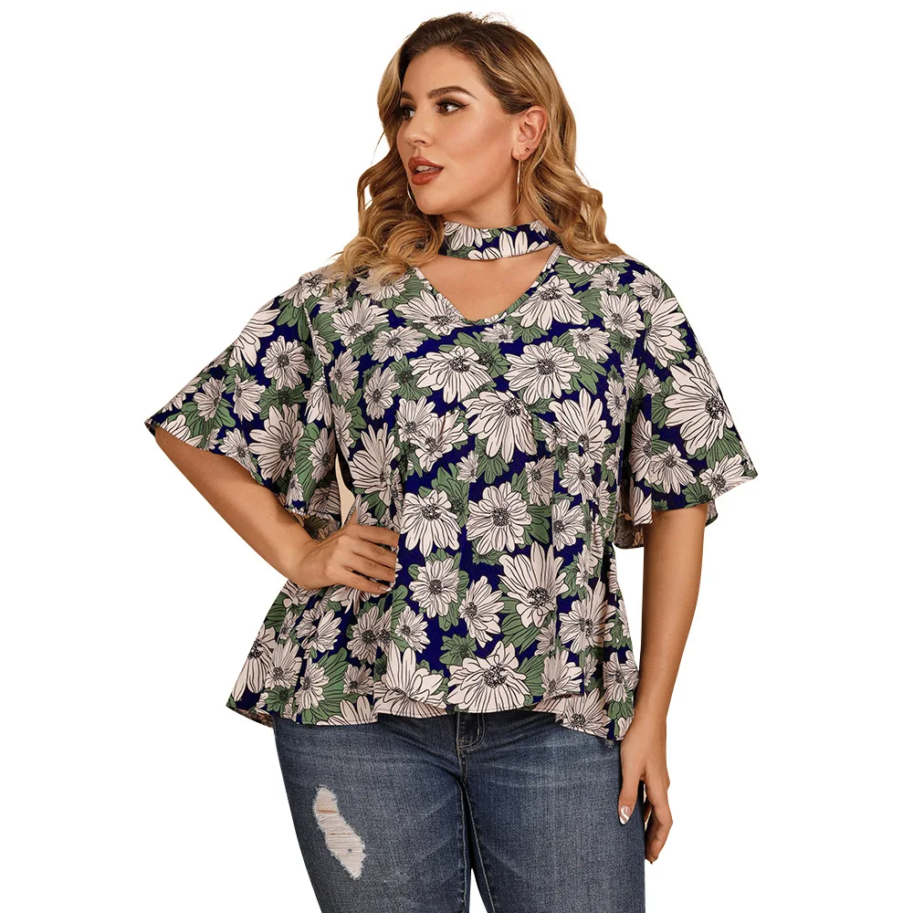 4XL Oversized Blouses Women Tops Hollow Out Halter Summer Floral Print Casual Summer Shirts Woman Blusas Mujer De Moda TJR108
4XL Oversized Blouses Women Tops Hollow Out Halter Summer Floral Print Casual Summer Shirts Woman Blusas Mujer De Moda TJR108