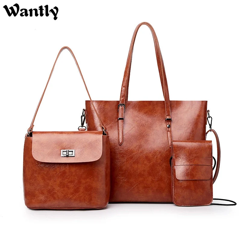 

Different Size Bags Three-piece Set Versitile Fashion Single-shoulder Bag for Women PU Leather Women's Handbag