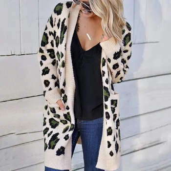 Knitted Sweater Cardigans Women Long Sleeve Leopard Print Women Long Cardigan Winter Women Sweaters Sueter Mujer DR2249 
Knitted Sweater Cardigans Women Long Sleeve Leopard Print Women Long Cardigan Winter Women Sweaters Sueter Mujer DR2249
