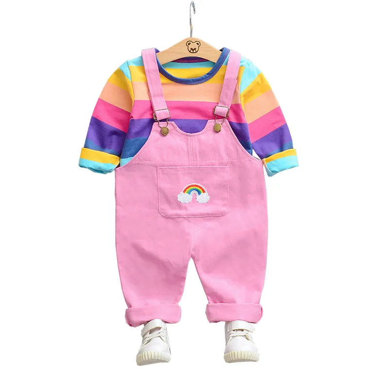Children Autumn New Style Korean-style Girls Stripes Rainbow Wing Suspender Pants Set Children Baby Fashionable Clothes
Children Autumn New Style Korean-style Girls Stripes Rainbow Wing Suspender Pants Set Children Baby Fashionable Clothes