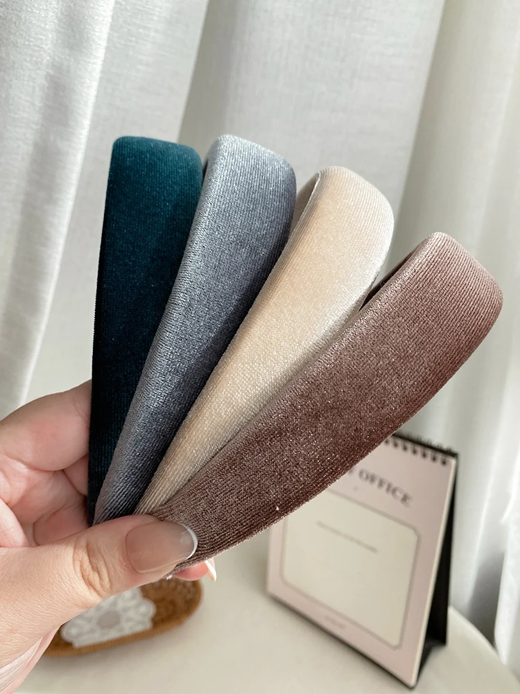 Retro Thick Velvet Headband Women Hair Accessories Fashion Wide Solid Color HairBand Plastic Elegant Bezel Hair Hoop Headwear Retro Thick Velvet Headband Women Hair Accessories Fashion Wide Solid Color HairBand Plastic Elegant Bezel Hair Hoop Headwear