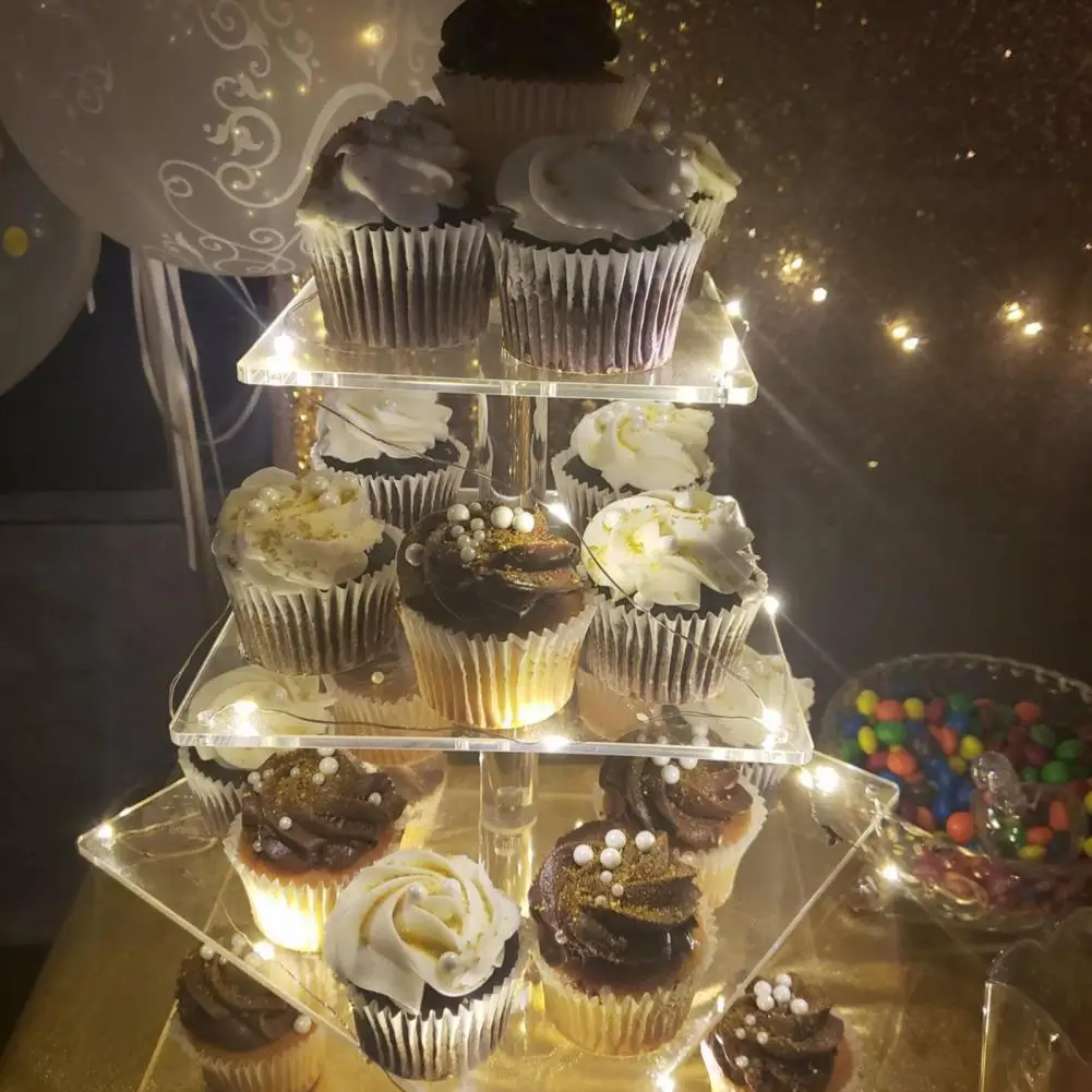 4 Tiers LED Light Cake Stand Acrylic Cake Display Stand Transparent Tray Cupcake Holder Wedding Birthday Cake Rack Decor Tools 4 Tiers LED Light Cake Stand Acrylic Cake Display Stand Transparent Tray Cupcake Holder Wedding Birthday Cake Rack Decor Tools