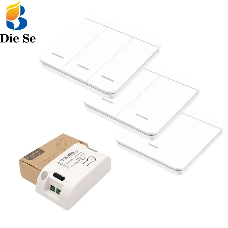 433Mhz RF Universal Remote Control Switch AC 90-250V 10A 1CH and 1/2/3 gang Switch push button Switch for Light/Home appliance
433Mhz RF Universal Remote Control Switch AC 90-250V 10A 1CH and 1/2/3 gang Switch push button Switch for Light/Home appliance
