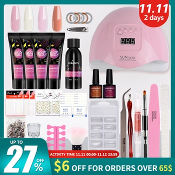 Nail Kit Poly Gel Kit With 80W UV LED Lamp Quick Building Nail Extensions Hard Jelly Gel Semi Permanent Nail Art Manicure Tools
Nail Kit Poly Gel Kit With 80W UV LED Lamp Quick Building Nail Extensions Hard Jelly Gel Semi Permanent Nail Art Manicure Tools