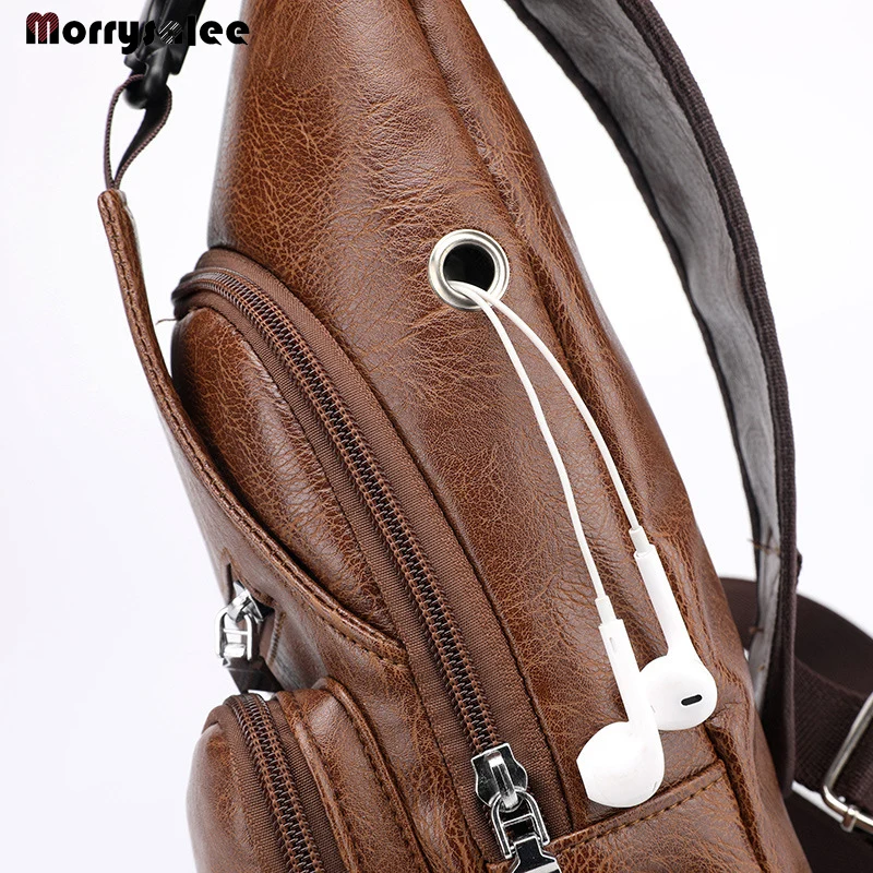Мужские сумки через плечо Мужская нагрудная сумка с USB разъемом дизайнерская