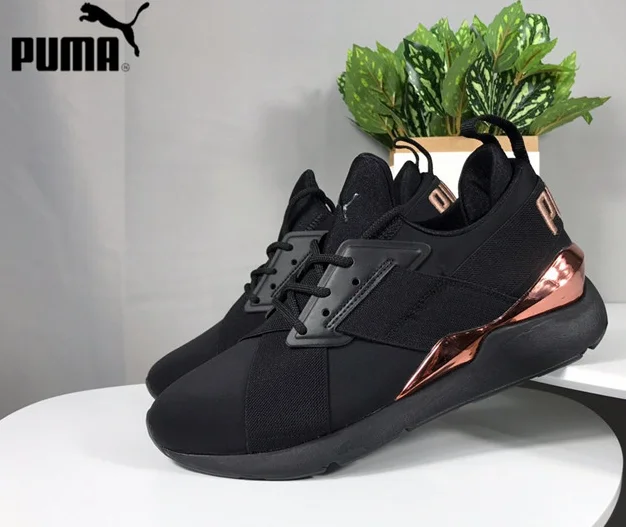 

New Arrival PUMA Muse Metal Satin EP II Womens Sneakers 367047-02 Women Sports Badminton Shoes WN's Mid-Top Sneaker Size 35.5-39
