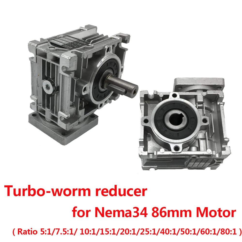 

5:1 Turbo-Worm Gearbox RV040 Speed Reducer 18mm Output 90 degree ratio 5:1-80:1 for Nema34 86mm Flange Stepper Motor