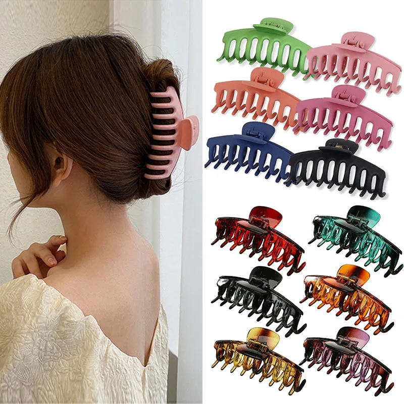 

Women Big Hair Claws Hair Accessories Fashion Elegant Solid Color Hair Clips For Girls Korean Simple Acrylic Hairpins Headwear