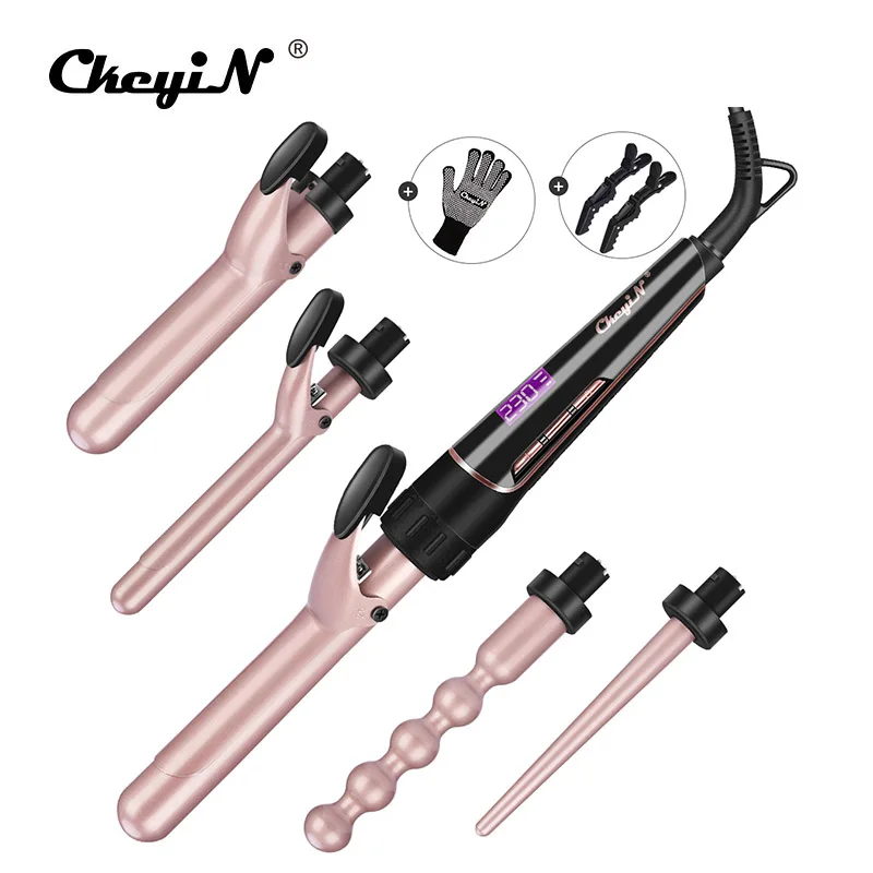 5 in 1 Multifunctional LCD Hair Curling Iron 5 Interchangeable Barrel Curler Large Waver Wand Set Heat Resistant Glove Hair Clip
5 in 1 Multifunctional LCD Hair Curling Iron 5 Interchangeable Barrel Curler Large Waver Wand Set Heat Resistant Glove Hair Clip