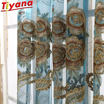 Hotel Flower Golden Embroidery Tulle Curtains for Living Room Embroidery Blue Transparent Yarn for Villa X-HM475#VT
Hotel Flower Golden Embroidery Tulle Curtains for Living Room Embroidery Blue Transparent Yarn for Villa X-HM475#VT