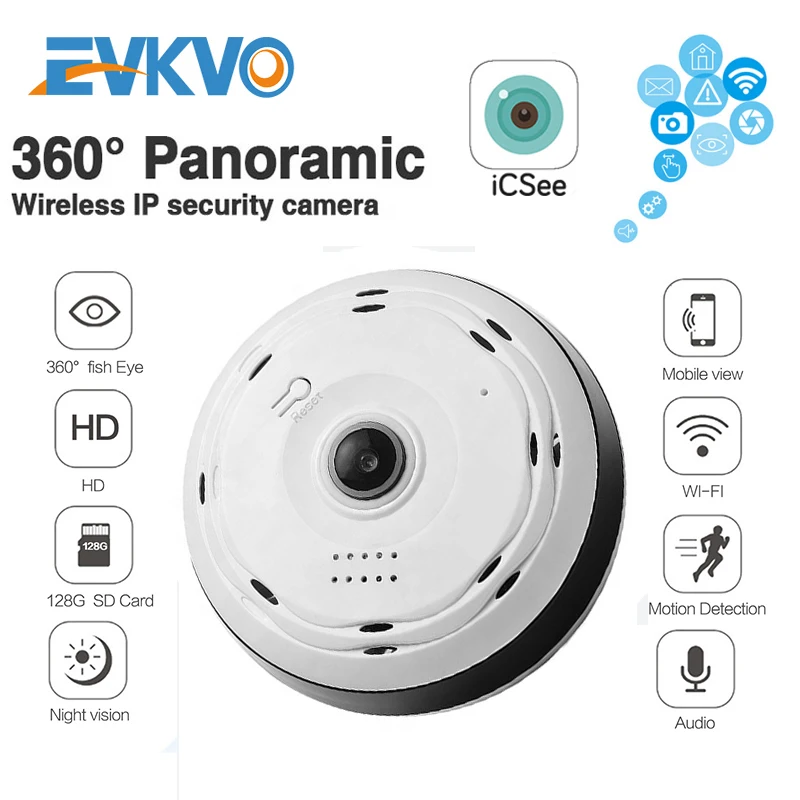 1080P Full view 360 градусов VR Wi Fi панорамная Беспроводная умная IP камера рыбий глаз с