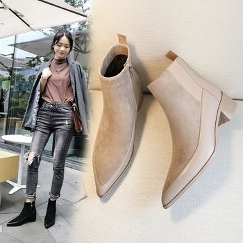 INS HOT women Ankle boots Genuine Leather 22-26.5 cm feet length ankle boots for women Leather pointed toe Chelsea boots
INS HOT women Ankle boots Genuine Leather 22-26.5 cm feet length ankle boots for women Leather pointed toe Chelsea boots